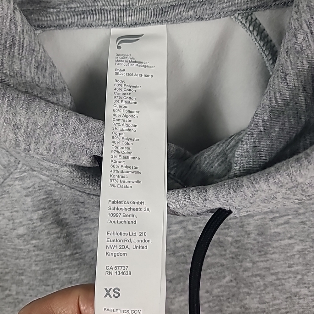 NEW Fabletics The Go-To Hoodie - Classic Grey Heather Sweatshirt Sz XS - Picture 3 of 7